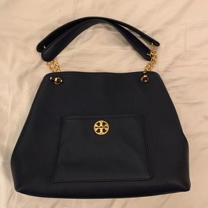 Tory Burch navy shoulder bag with gold detail
